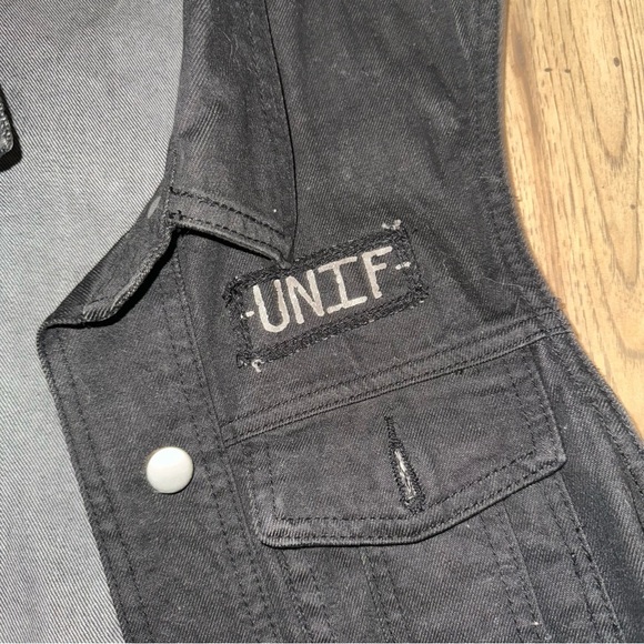 Unif Black Denim Pot Crop Killer Vest - Picture 5 of 9